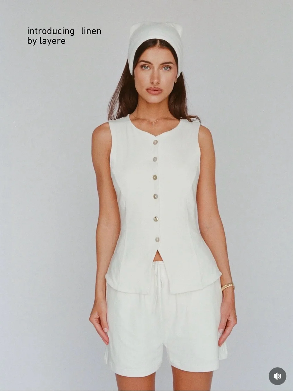Layere Organic Cotton White Tailored Linen Vest